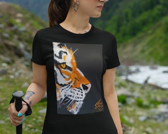 Tiger Tshirt, Tiger Profile Closeup Shirt, Animal Lover Shirt, Tiger Print Shirt, Tiger Graphic Tee, Short Sleeve Fearless Shirt