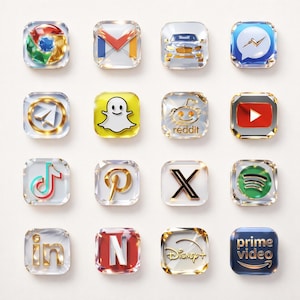 Gold Crystal iOS App Icons – 47 Luxury iPhone Home Screen Icons