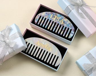 Personalized Acetate Comb With Comb，Custom Name Hair Comb，Birthday Gift，Wide Tooth Comb，Gift for Her，Wedding Party Gift，Bridesmaid Gift