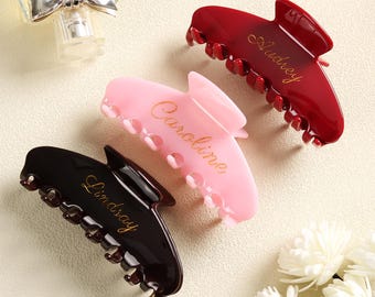 Bridesmaid Gift, Personalized Hair Claw Clip, Engraved Customized Name Claw Clip, Custom Name Wedding Hair Accessory, Party Favor