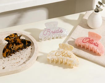 Custom Rhinestone Hair Claw Clip,Trendy Tortoiseshell Hair Accessory,Personalized Hair Clip For Women,Gift For Her,Group Gift,Your Logo