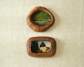 Handcrafted Wooden Wall Hanging Picture Frames, Vintage Lake Form Design, Hand Carved Wood Frames