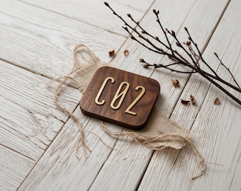 Personalized Walnut Wood House Number Address Sign, Custom Brass Numbers Letters, Door Plate Decor