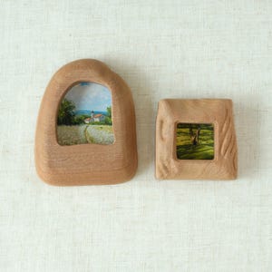 Handmade Wooden Wall Hanging Picture Frames, House Shaped & Square Design, Minimalist Wood Wall Art
