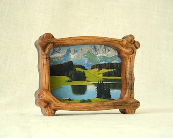 Handmade Solid Wood Walnut Picture Frame, Tree Branch Texture, Rustic Tabletop Decor, Nature Art