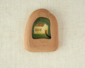 Handcrafted Wall Art Wooden Picture Frame, House Style Design, Small Frame, Modern Home Decor