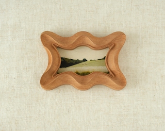 Handcrafted Sapele Wood Picture Frame, Wavy Rustic Home Decor, Irregular Wood Wall Hanging