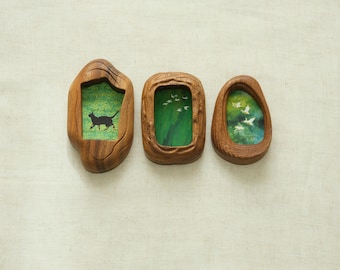 Handcrafted Wooden Wall Hanging Picture Frames, Minimalist Vintage Wall Art, Wood Home Decor