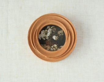 Marco de fotos de madera maciza para colgar en la pared, con forma floral, decoración vintage de madera, obra de arte floral.