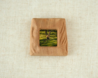 Palm Sized Wood Picture Frame, Wall Decor Tabletop Display, Hand Carved Small Wooden Frames