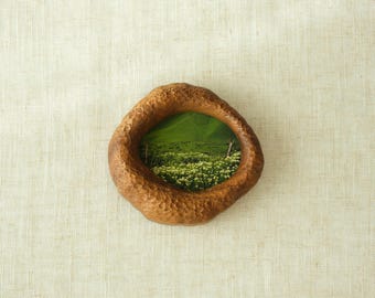 Handcrafted Lake Form Solid Wood Wall Hanging Picture Frame, Natural Vintage Home Decor