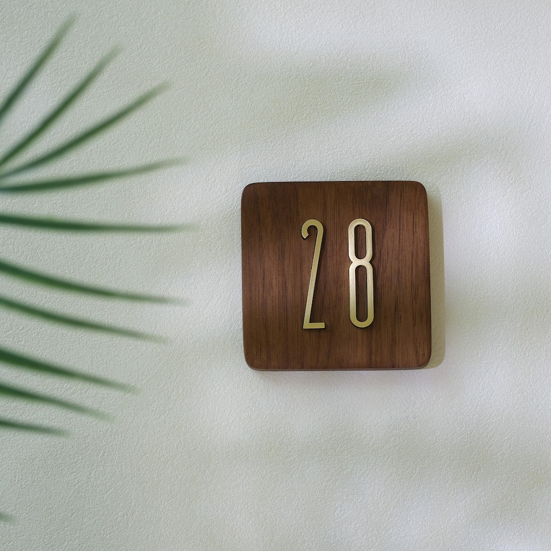 Hand Lettering Guide Numbers Personalized Walnut Wood Door Address Sign, Custom Brass Numbers ...