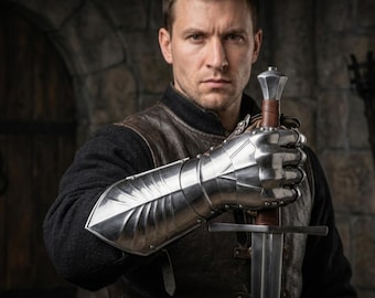 Medieval Steel Gauntlet Gloves – Handmade Knight Armor Hand Protection, Arm Gauntlet, LARP Costume Armor, Medieval Warrior Gauntlet