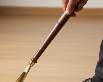 Handcrafted Brass Shoehorn With Wooden Handle, Personalized Long Shoehorn Gift For Men, Custom Engraving