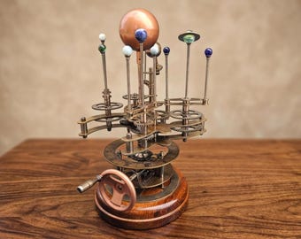 Brass Orrery Solar System Model, Mechanical Planetarium, Vintage Astronomy Decor, Moving Gears Desk Gift