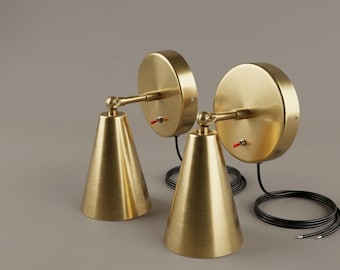 Brass Adjustable Wall Sconce, Mid Century Modern Bedside Lamp, Vintage Swing Arm Light