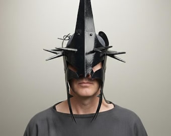 Handcrafted Black Steel Spiked Helmet – Gothic Fantasy Warrior Armor, LARP Cosplay, Gift For Him