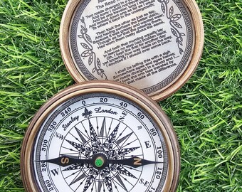 Personalized Brass 100 Year Calendar Compass – Nautical Desk Decor, Working Compass , Gift For Him