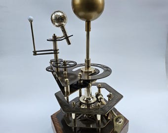 Brass Orrery Solar System Model, 17"Handmade Astronomy Decor, Vintage Style Desk Ornament