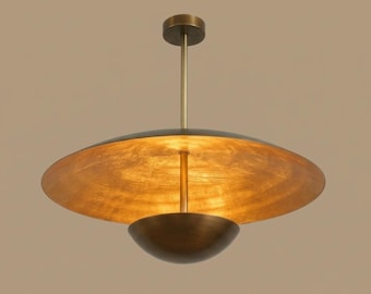 Brass Pendant Chandelier 3 Light Lamp – Modern Ceiling Lamp, Minimalist Hanging Fixture, Designer Lighting