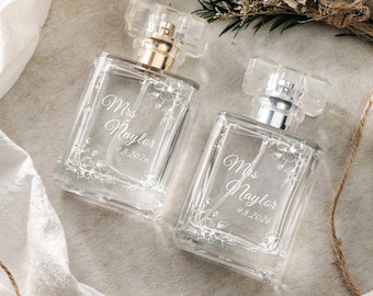 Frasco de perfume personalizado grabado, frasco de perfume recargable personalizado para regalos de la madre de la novia, recuerdo del día de la boda, regalo de compromiso