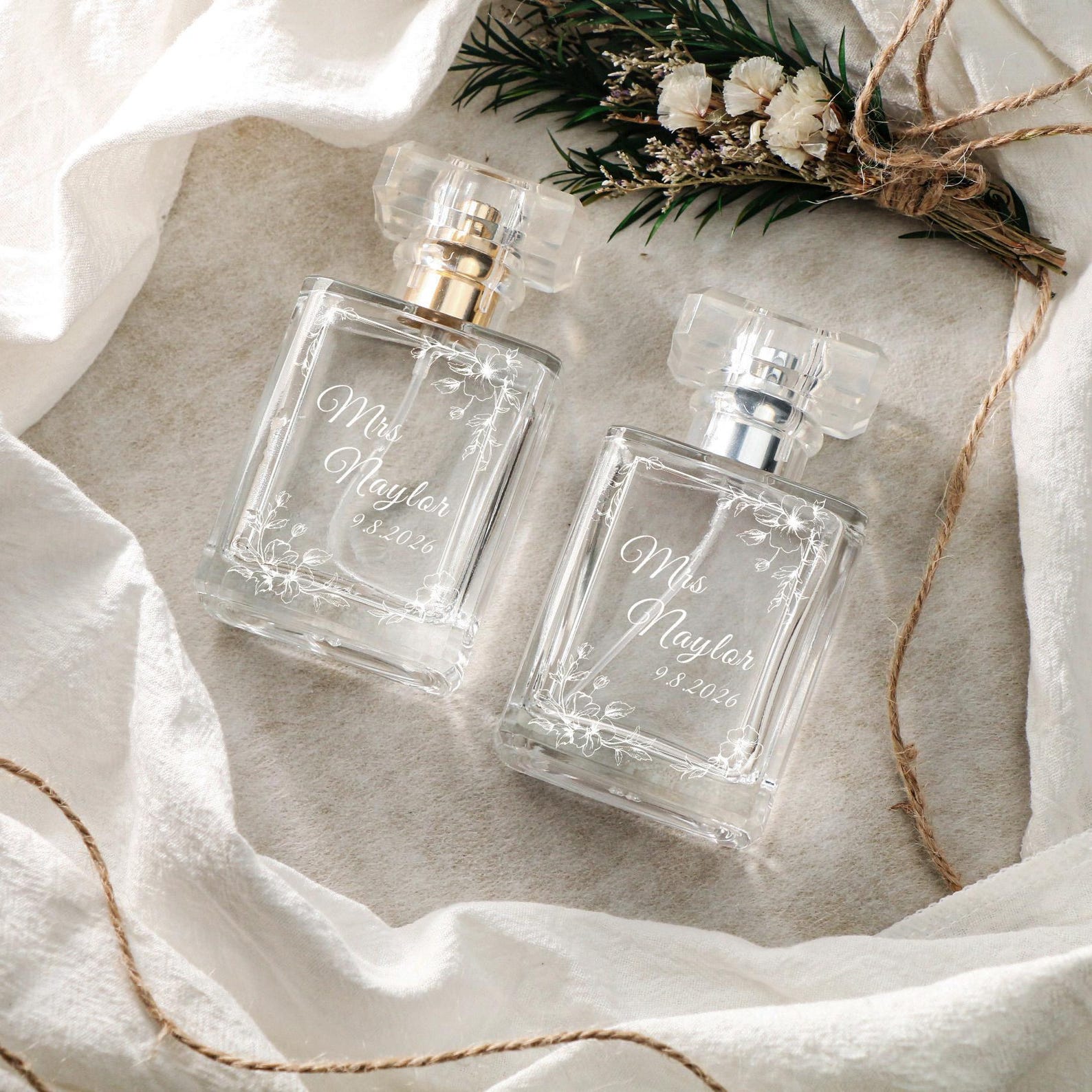 Personalized Engraved Perfume Bottle, Custom Refillable Perfume Bottle for Mother of The Bride Gifts, Wedding Day Keepsake, Engagement Gift