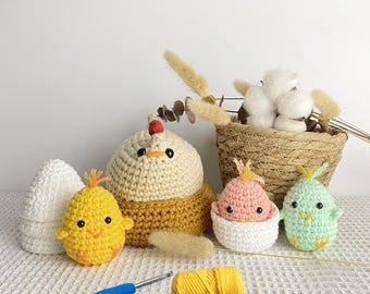 Kit de ganchillo Amigurumi, Familia de Pollitos, Proyecto de Manualidades DIY, Ideal para Principiantes