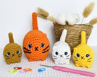 Amigurumi Cat Family Crochet Kit for Beginners, Easy DIY Craft Project