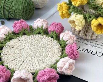 Crochet Flower Coaster, Handmade Floral Cup Holder, Cozy Home Decor, Housewarming Gift, Cute Gift for Women