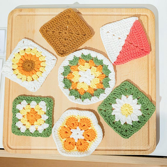Granny Square Crochet Kit for Beginners, DIY Craft Project