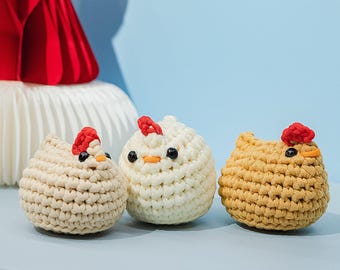Kit de crochet para principiantes, pollo amigurumi DIY, proyecto de artesanía fácil y hecho a mano