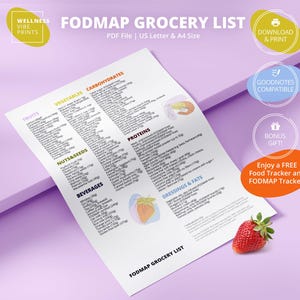Lebensmittelliste — Lowfod-Diät-Poster IBS Diet Printable Gut Gesundheit Mahlzeitenplaner Low Fod Map SIBO Diet Fod Map Einkaufsliste Meal Prep