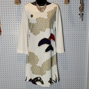 Vintage Alfred Shaheen MCM Japanese Print Fitted Dress, Sz 10, Rare 60s 70s image 1