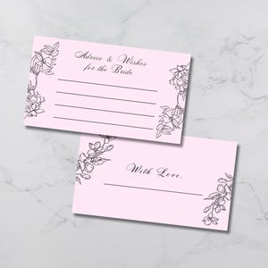 Bridal Shower Advice and Wishes Cards: Customizable Template (Digital Download)