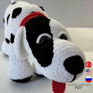 Crochet pattern (eng,rus,tur) Dog puppy Dalmatian pdf