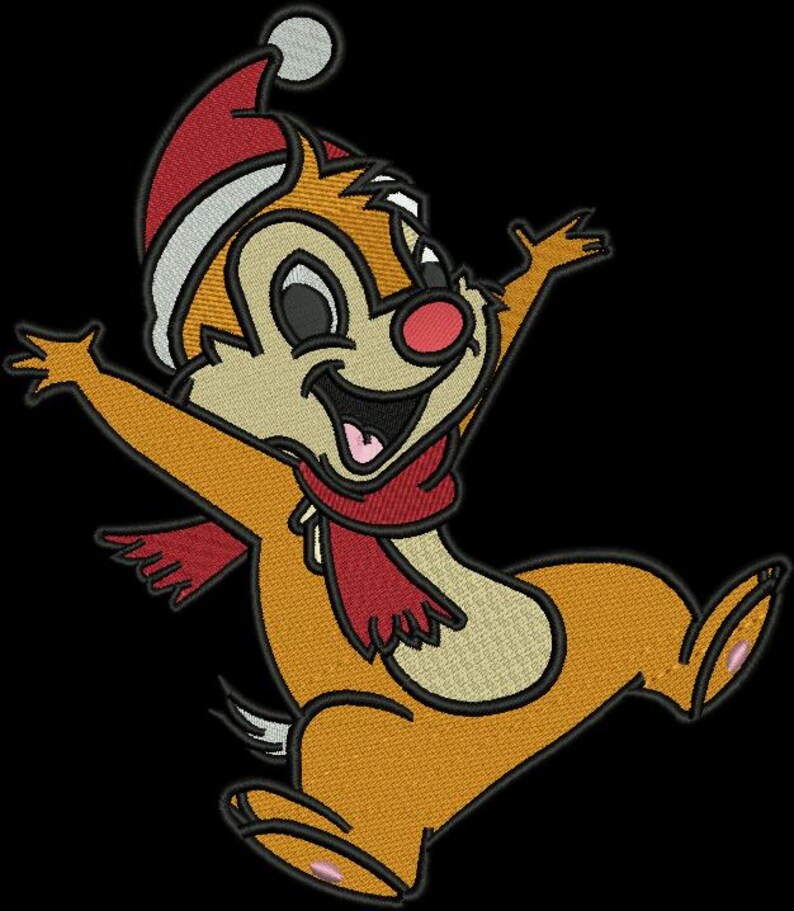 Christmas Chipmunk Machine Embroidery Design | Santa Hat, Candy Cane ...