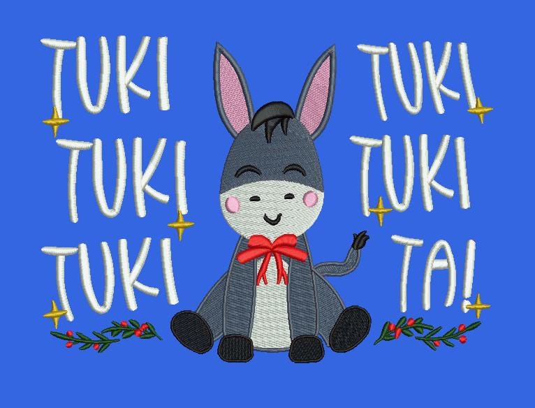 Tuki Design Cute Donkey Tuki Tuki Embroidery Design – Christmas Donkey Pattern ...