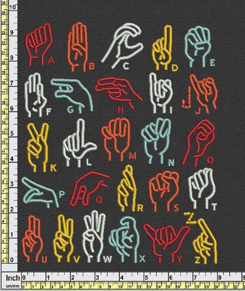 ASL Alphabet Embroidery Design - American Sign Language Machine ...
