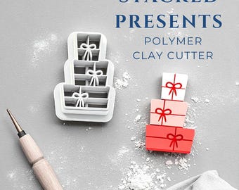 Stacked Presents Polymer Clay Cutter | Christmas Gift Box Jewelry