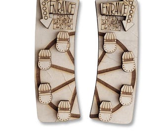 Laser Cut Wooden Ferris Wheel Barrette Blank, Craft Supply (4.1 in)