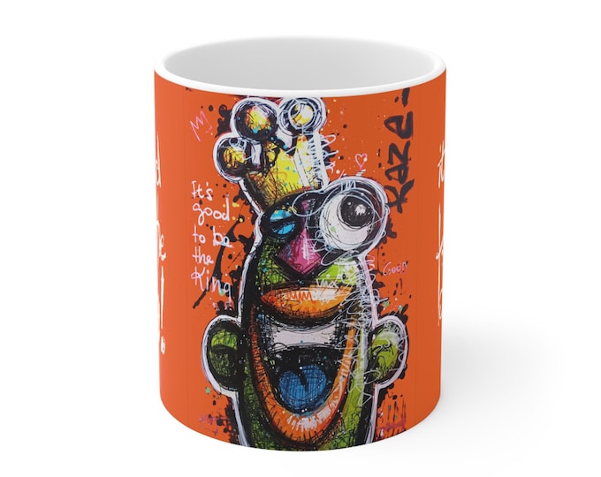 Ceramic mug designed by Kaza | orange background