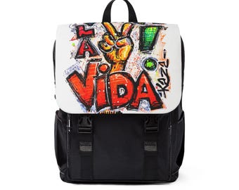Unisex backpack for art lovers, back to school, weekend adventures, urban getaways designed by Kaza.