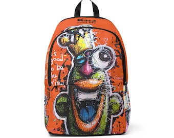 Unisex Colorful Graffiti Backpack, Fun and Stylish for Teens, School, Travel, Festivals and Gifts, Kaza Design