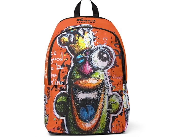 Unisex Colorful Graffiti Backpack, Fun and Stylish for Teens, School, Travel, Festivals and Gifts, Kaza Design