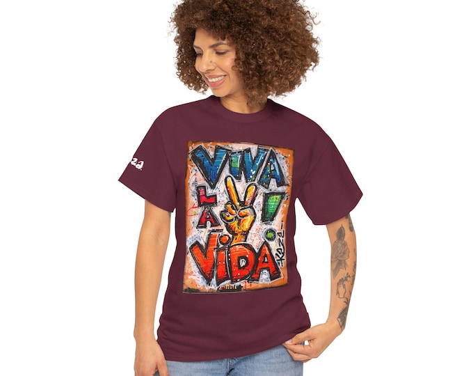 Viva la Vida Tee, Colorful Graphic T-Shirt, Unisex Cotton T-Shirt, Kaza Design