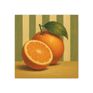 Citrus Canvas Art Print, Retro Orange Still Life Decor, Kitchen Wall Art, Fruit Artwork, Perfect for Home and Gift