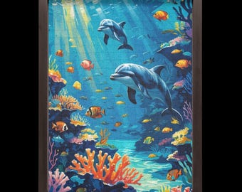 イルカパズル（110、252、520、1014ピース）、動物パズル、海洋動物