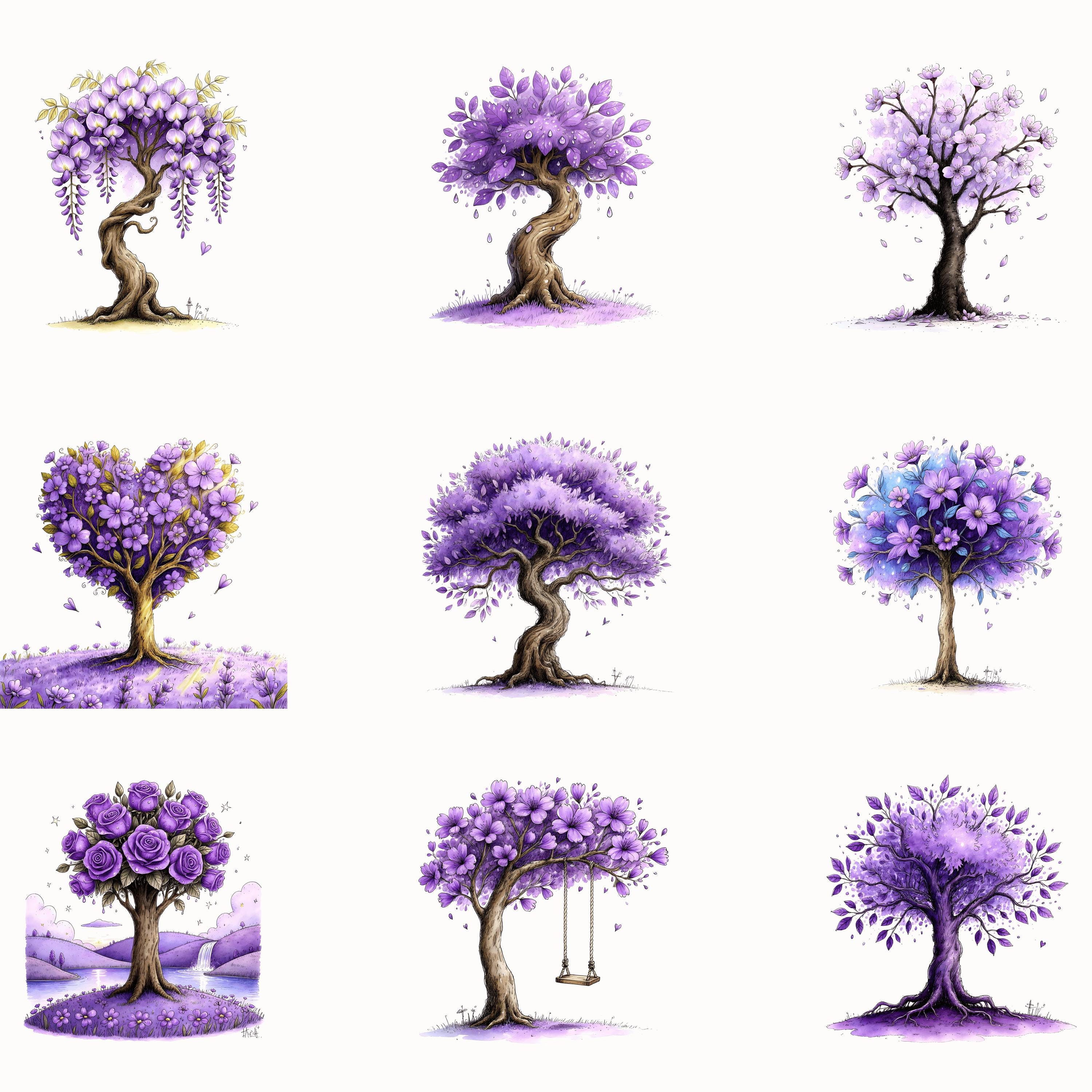 Magical Purple Fairy Clipart – Watercolor Garden Fairies & Fairy House ...