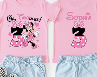 Camiseta de Minnie Mouse para niña de 2º cumpleaños de Oh Twodles