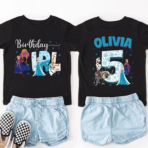 Frozen Birthday Girl Shirt, Personalized Name Age T-Shirt, Winter Princess Party Tee image 6
